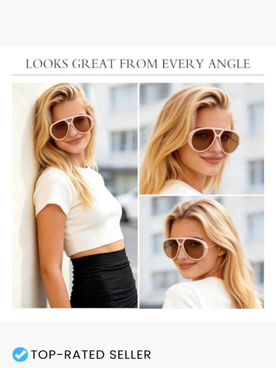 Retro Oversized Aviator Sunglasses Polarized Square Shades Vintage 70s